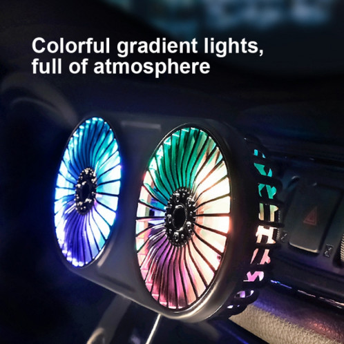 Double tête de voiture F211 avec ventilateur électrique de ventilateur à LED Panneau d'air du panneau d'instrument USB mini ventilateur (rose) SH001B1027-07