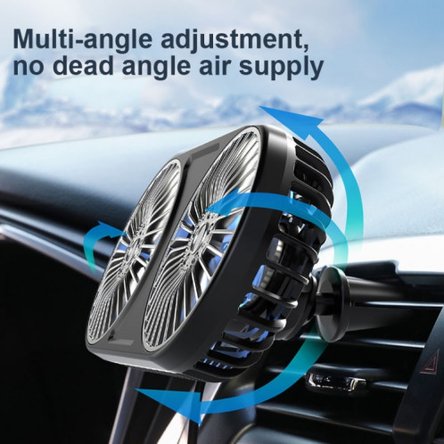 Double tête de voiture F211 avec ventilateur électrique de ventilateur à LED Panneau d'air du panneau d'instrument USB mini ventilateur (rose) SH001B1027-07