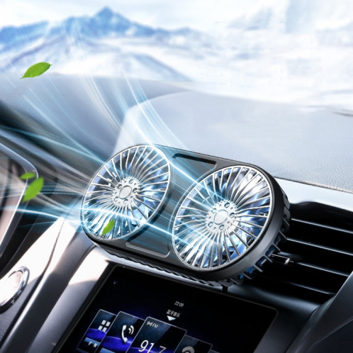Double tête de voiture F211 avec ventilateur électrique de ventilateur à LED Panneau d'air du panneau d'instrument USB mini ventilateur (rose) SH001B1027-07