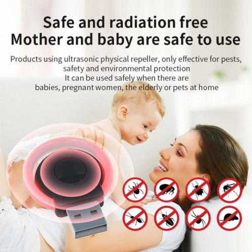 Répenses de la souris USB Moustiquaire Ultrasonic Mosquito Insectifuge avec l'atmosphère Lumière (Blanc) SH901A1586-06