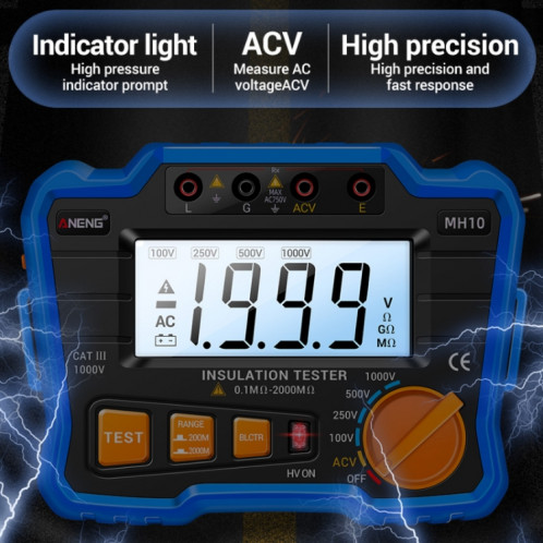 Testeur de résistance d'isolement de haute précision numérique aneng MH10 (orange) SA101A233-07