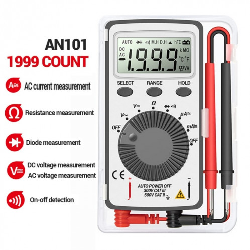 ANENG AN-101 Mini-Tension numérique ultra-mince Tension d'affichage numérique et multimètre actuel SA19921146-07