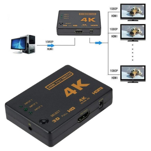5 PCS / SET 4K 3 EN 1 SOMMATEUR HDMI avec télécommande SH8801726-07