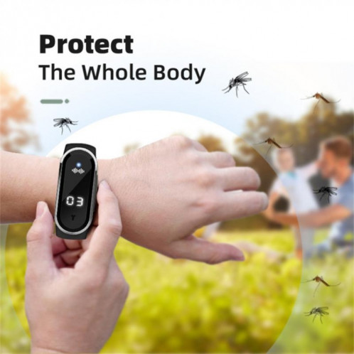 M21 Ultrasonic Mosquito Repellent Bracelet with Step Counter & Clock & Temperature Function(White) SH201B566-07