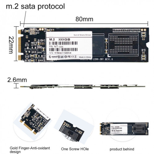 Date d'état solide SSD haute vitesse de 2,5 pouces, capacité: 128 Go SH50011269-07