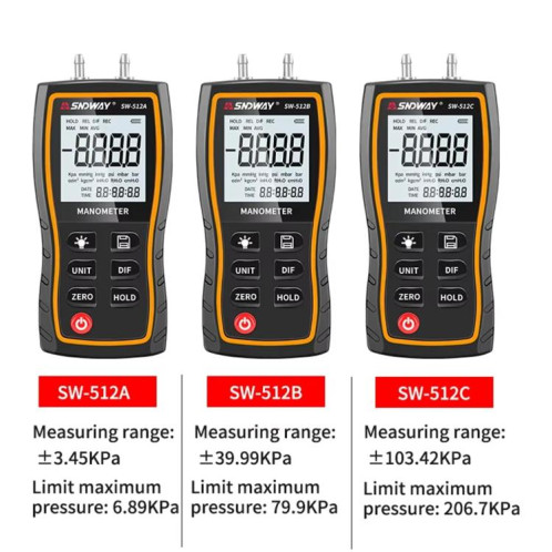 Manomètre différentiel numérique portatif SNDWAY SW-512C, testeur de pression négative SS43031260-011