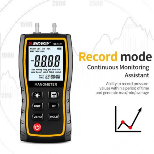 Manomètre différentiel numérique portatif SNDWAY SW-512C, testeur de pression négative SS43031260-011