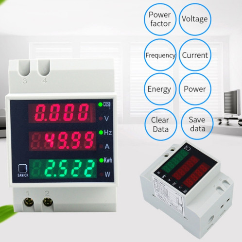 D52-2058 Wattmètre Din Rail Volt Mètre de courant de courant, Spécifications: CT intégré AC80-300V SH13011622-07