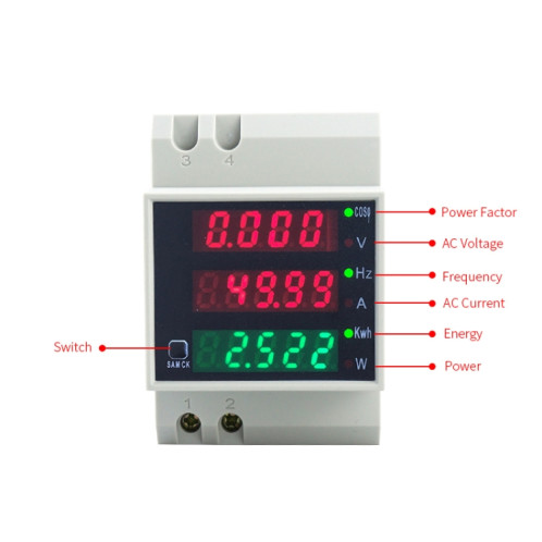 D52-2058 WattMeter Din Rail Volt Volt Mètre de courant de courant, Spécification: CT intégré AC200-450V SH13021576-07
