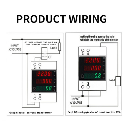 D52-2058 WattMeter Din Rail Volt Volt Mètre de courant de courant, Spécification: CT intégré AC200-450V SH13021576-07