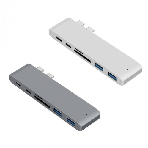 USB-C à HDMI Splitter Docking Station Card Reader, Spécifications: 6 en 1 Argent SH5204846-04