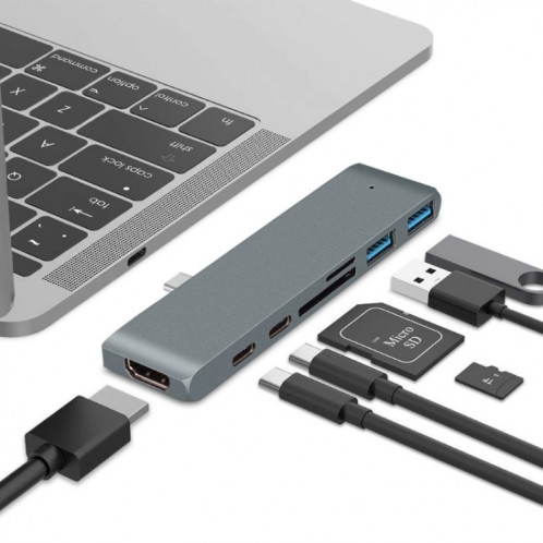 Type-C à 4K HDMI HUM Station d'accueil TF / SD Lecteur de carte SD pour MacBook Pro (gris) SH601A1667-06