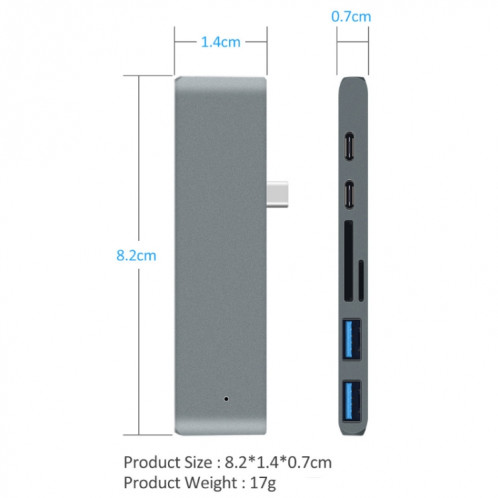 Type-C à 4K HDMI HUM Station d'accueil TF / SD Lecteur de carte SD pour MacBook Pro (gris) SH601A1667-06