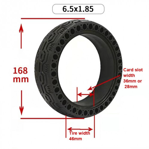 2 PCS 6.5x1.85 Tire solide Pneu à scooter en nid d'abeille, spécification: fente de carte de 28 mm SH23021438-05