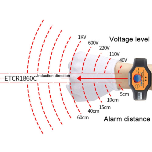 ETCR Non-contact High Voltage Alarm Ellectrician Test Pen, Model: ETCR1860C For Wrist SE3002259-06