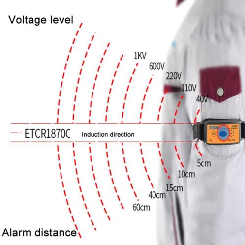 ETCR Non-contact High Voltage Alarm Ellectrician Test Pen, Model: ETCR1870C For Arm SE30061740-06