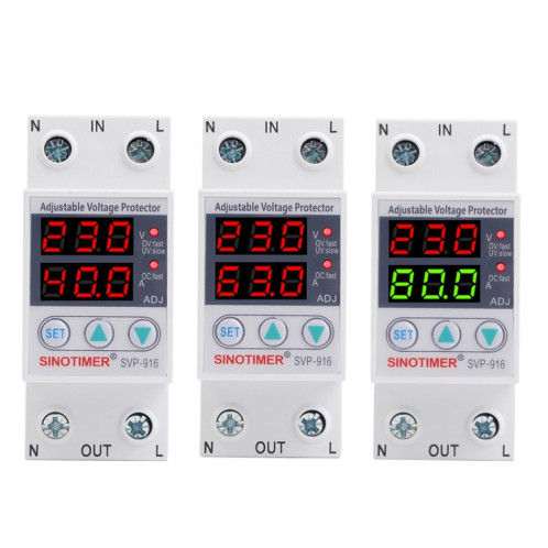 SINOTIMER SVP-916 RÉGLABLE AUTO-RESPECTURATION OUT-PULTATION PRÉTECTEUR PRÉTÉRATEUR, COURANT: 40A SS9701203-07