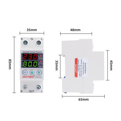 SINOTIMER SVP-916 RÉGLABLE AUTO-RESPECTURATION OUT-VOLATION SUPPRIMANCE PROTECTEUR, COURANT: 80A SS970384-07