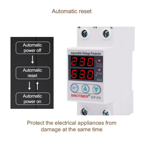 SINOTIMER SVP-916 RÉGLABLE AUTO-RESPECTURATION OUT-VOLATION SUPPRIMANCE PROTECTEUR, COURANT: 80A SS970384-07