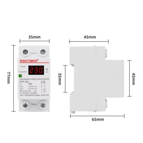 Protecteur sous tension de réinitialisation automatique Sinotimer 220V LED (SVP-60L) SS101A1442-07