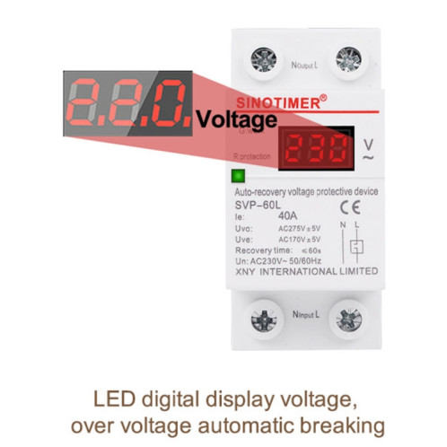 Protecteur sous tension de réinitialisation automatique Sinotimer 220V LED (SVP-60L) SS101A1442-07