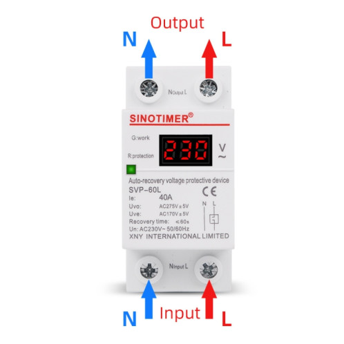 Protecteur sous tension de réinitialisation automatique Sinotimer 220V LED (SVP-60L) SS101A1442-07