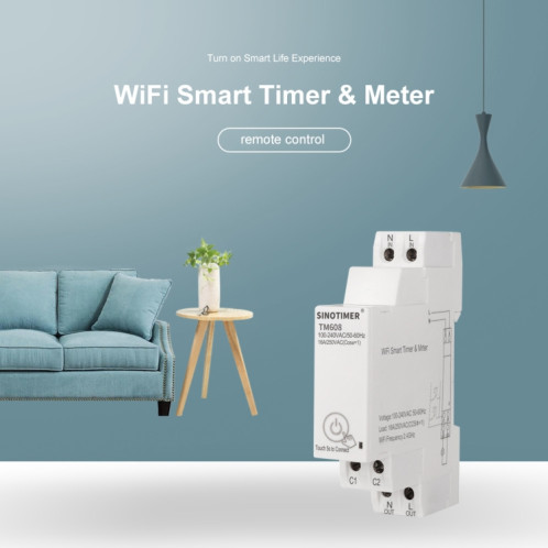 SINOTIMER TM608 SMART WIFI POWER MOBILE MOBIL MOBILE APP METRED METRET 16A 100-240V SS3112380-07