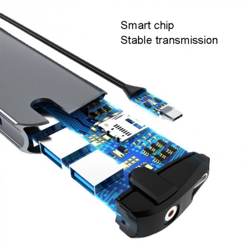 Docque d'extension de type-C 8 dans 1 convertisseur d'ordinateur portable HUB USB Hub SH31521119-07