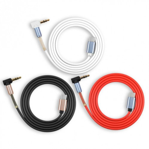 5 PCS Type-C / USB-C à 3,5 mm Malen Male Spring Adapter Cable, Longueur du câble: 1M (noir) SH201A825-07