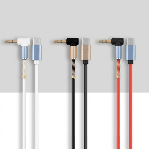 5 PCS Type-C / USB-C à 3,5 mm Malen Male Spring Adapter Cable, Longueur du câble: 1M (blanc) SH201B604-07