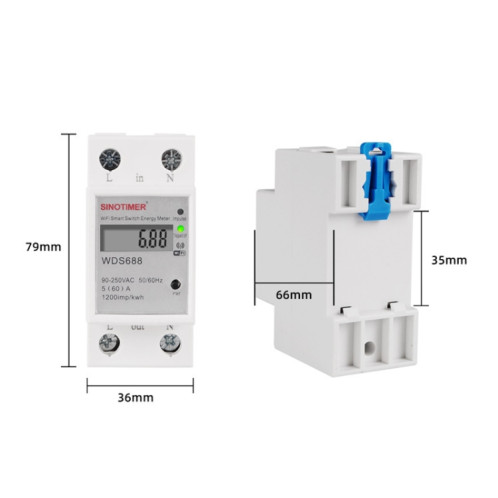 SINOTIMER WDS688 SMART WIFI POWER MOBILE MOBIL MOBILE APP METRAL METTER 5-60A 230V SS31671828-07