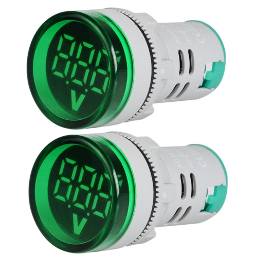 2 pcs indicateur de signal de tension CC 22 mm Round 6-100V Voltmètre universel (Green ST16VD-04) SS701D1371-07