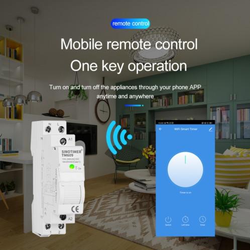 SINOTIMER TM607 Intelligent WiFi Timer Mobile App Home Rail Remote Control Time Switch 80A 85-300V SS31801149-07