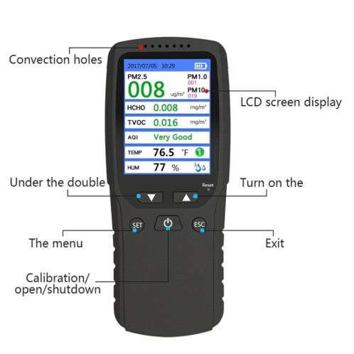 DM106A Indoor Haze Dust Formaldéhyde Air Quality Detecteur SH33261400-06