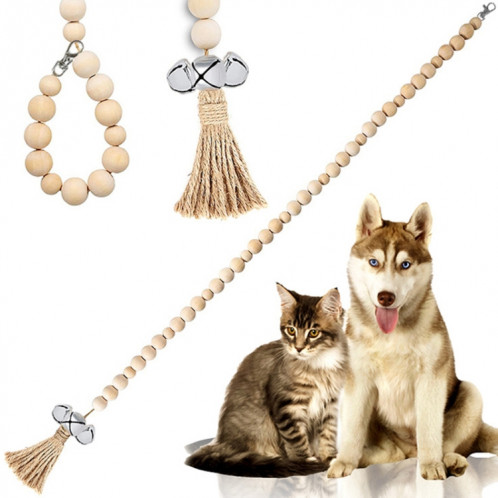 Couchette de porte de chien Traineur de chien suspendu corde drôle de chat drôle, style: perles en bois argent SH00021768-04