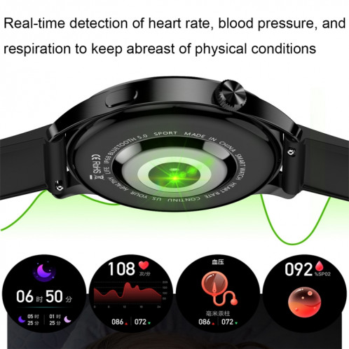 HD2 1,32 pouce de détection de détection de fréquence cardiaque Smart Watch (argent + acier) SH001B267-07