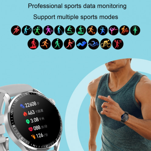 HD2 1,32 pouce de détection de détection de fréquence cardiaque Smart Watch (argent + acier) SH001B267-07