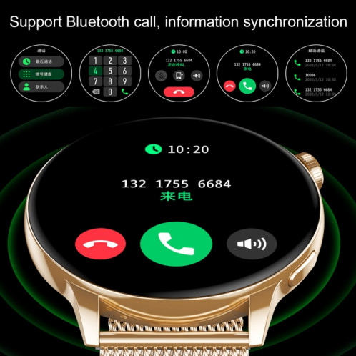 HD1 1,3 pouce Smart Amoled Smart Watch avec fonction NFC (Black Steell + Silicone Strap) SH901C443-07