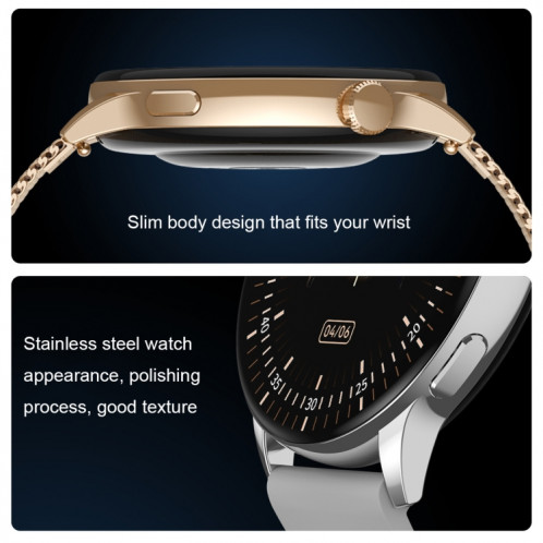 HD1 1,3 pouce Smart Amoled Smart Watch avec fonction NFC (Silver Steell + Silicone Strap) SH901B1671-07