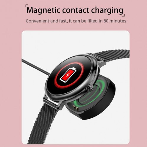 Prêter CF80 1,08 pouce surveillance de la fréquence cardiaque Smart Bluetooth Watch, couleur: acier noir SL0305719-07