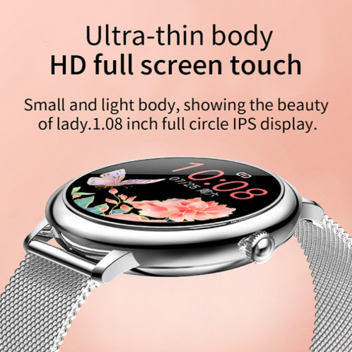 Prêter CF80 1,08 pouce surveillance de la fréquence cardiaque Smart Bluetooth Watch, couleur: acier argenté SL0306404-07