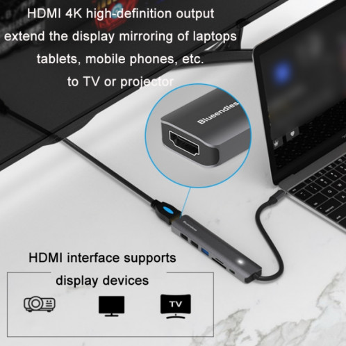 Blueendlessless Type-C + USB 3.0 / 2.0 + hub hdmi4k, spécification: 7 en 1 SB0401884-07