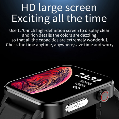 Loanciy E86 1,7 pouce de surveillance du fréquence cardiaque Smart Bluetooth Watch, couleur: acier noir SL18061189-07