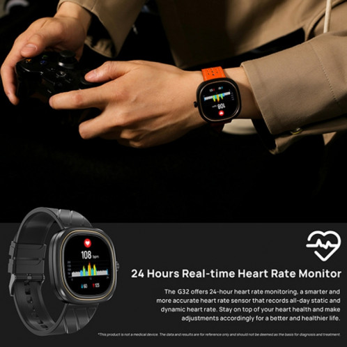 Prêter g32 1,32 pouce de surveillance de la fréquence cardiaque Smart Watch (noir) SL401B1575-07