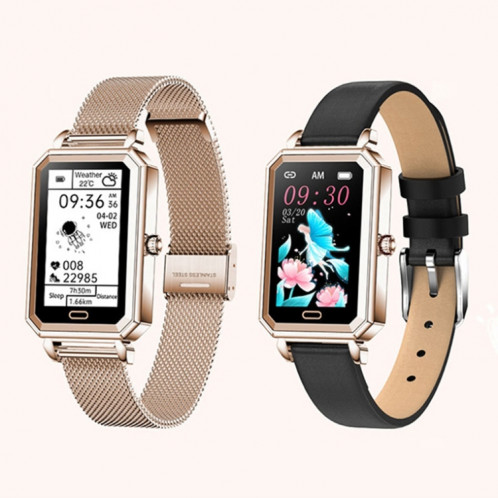 Prêter ht2 1,28 pouce de détection de fréquence cardiaque pidomètre smart montre, couleur: cuir doré SL500253-07