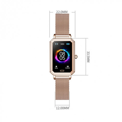 Prêter ht2 1,28 pouce de détection de fréquence cardiaque pidomètre smart montre, couleur: cuir doré SL500253-07