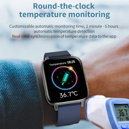 Prêter la montre intelligente de détection de température corporelle de 1,7 pouce (bleu) SL801A431-07