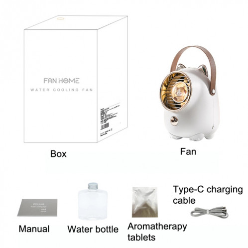 Turbine Water Cold ventilateur USB Bureau d'humidité Spray petit ventilateur (Tanuka White 2000 mAh) SH401B505-07