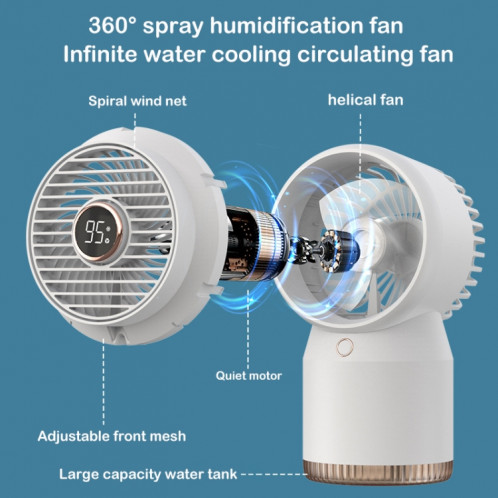 Spulet Fan de fans de maison Digital Digital Humidified, style: 3600mAh rechargeable (blanc) SH501A1930-08