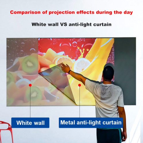 Rideau de projection HD anti-léger en métal pliant, taille: 72 pouces 16: 9 159x90cm frontière noire punch SH00161624-07